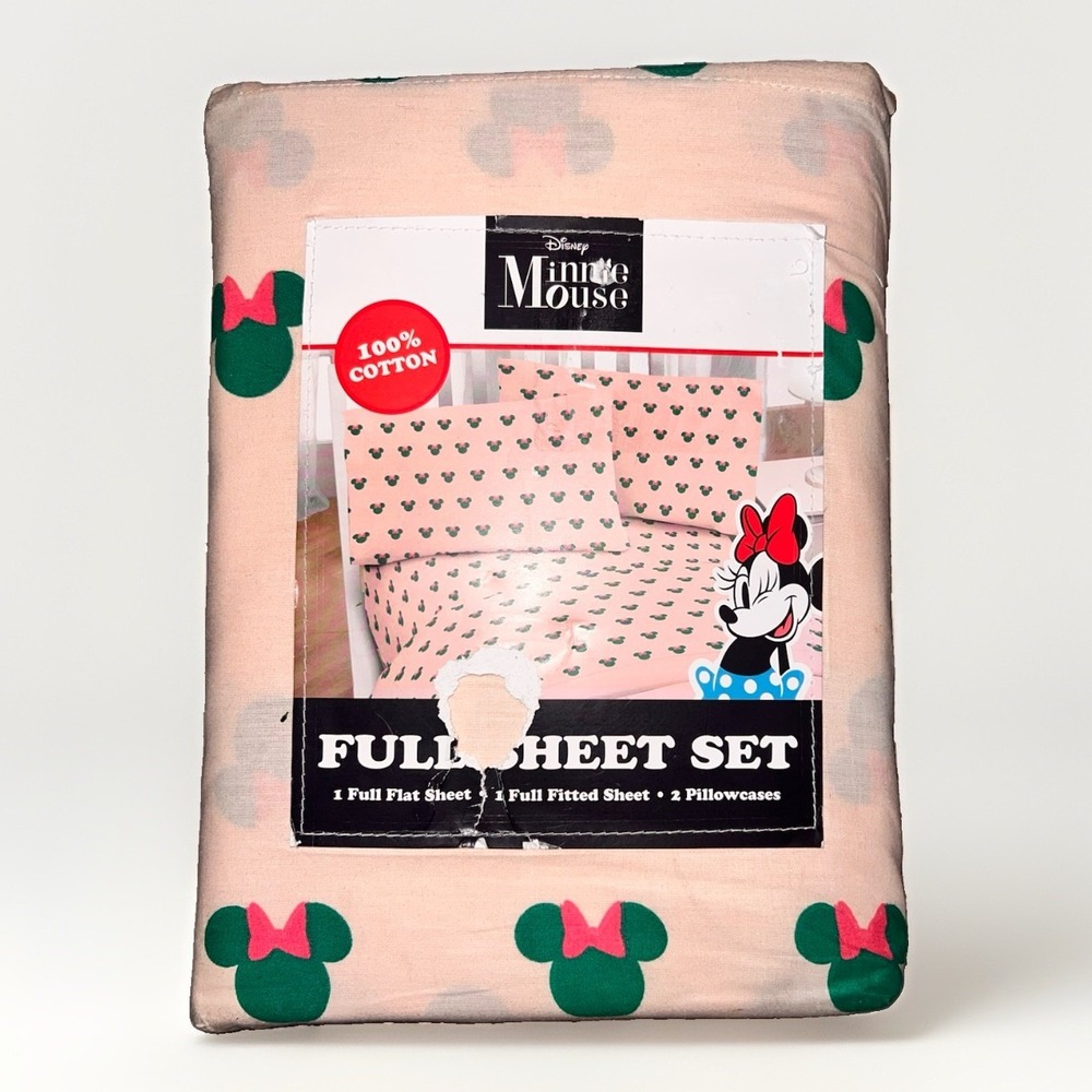 NIP Disney Minnie Mouse FULL Full Sheet Set 4 PCS 100% Cotton Kids Mickey PINK